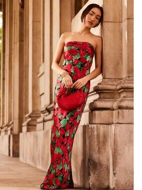 shona joy draped maxi dress Shona Joy - La Lune Asymmetrical Draped Maxi Dress - Blossom